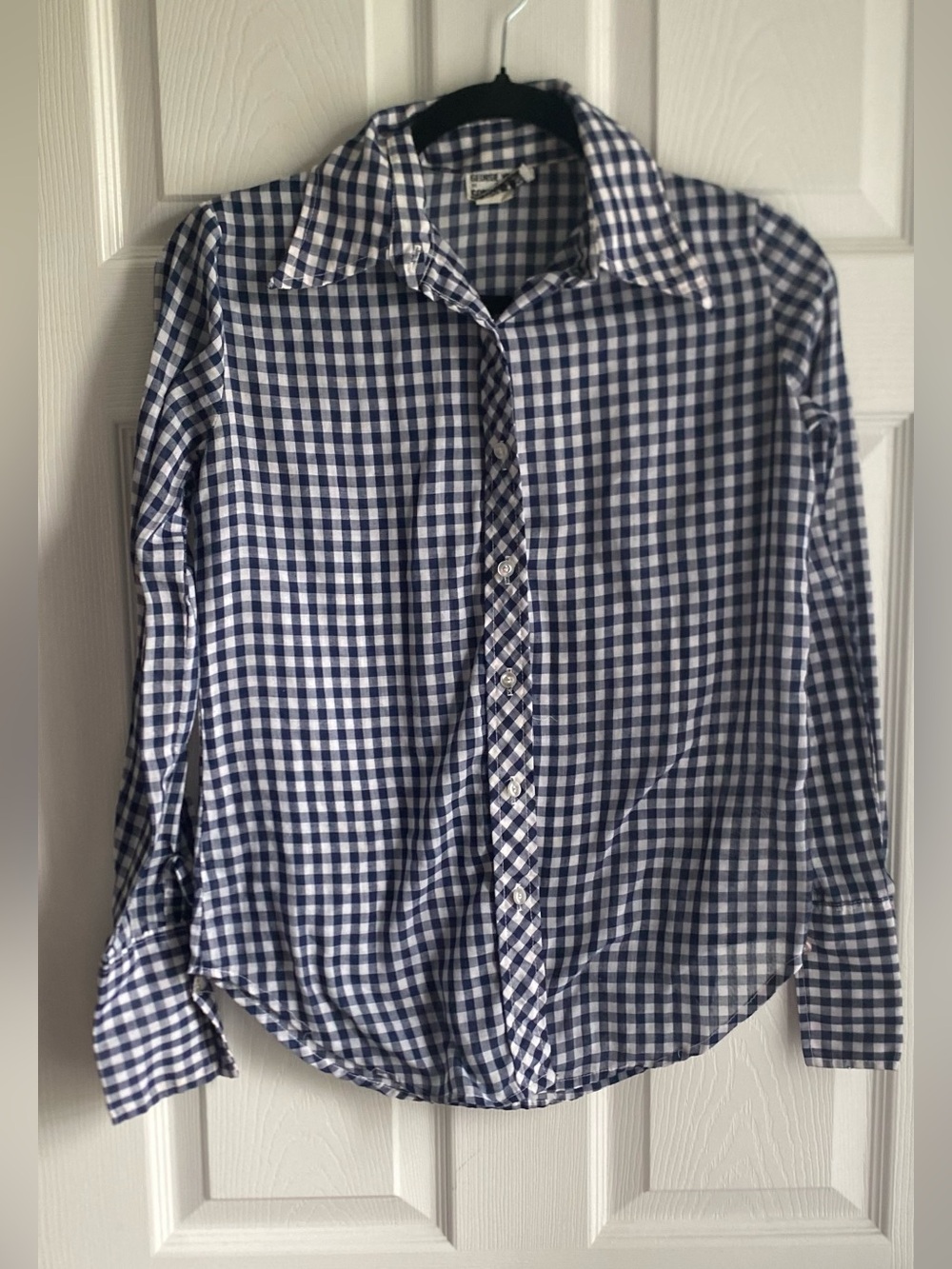 Classic Navy and White Gingham Vintage Kid’s Shirt - Button-Up
